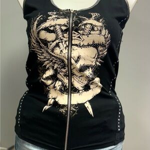 Women’s Vocal Edgy Black Graphic Tank Top multiple sizes bling shirt